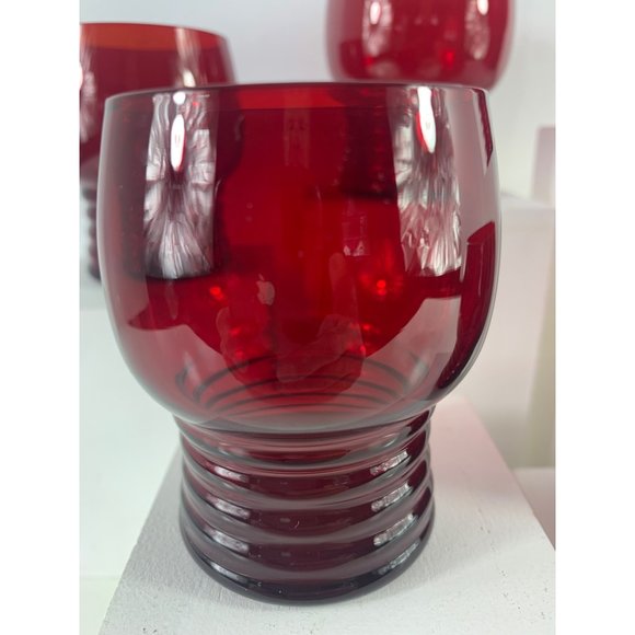 Vintage Ruby Red Imperial Shaeffer Ribbed Cocktail Glasses. - Picture 4 of 6